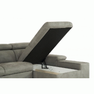 Canapé d'angle convertible droite avec coffre de rangement - tissu façon nubuck gris - méridienne droite - couchage 140x200 cm_5