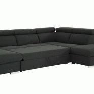 Canapé d'angle convertible panoramique angle droit Panama - tissu gris anthracite avec méridienne réversible et lit gigogne 140x200 cm_5