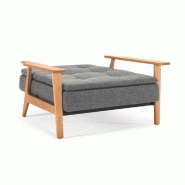 Innovation Living - Fauteuil design Dublexo Frej gris Twist Charcoal convertible lit 90x115 cm - Piétement en chêne clair_5