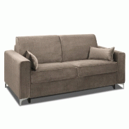 Canapé convertible express Jackson 160cm - Sommier lattes bois - Cuir vachette taupe clair - Matelas 16 cm_5