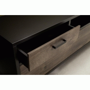 Buffet haut HALTON - 2 tiroirs, 3 portes, 1 niche avec LED - décor chêne gris cosmos_5