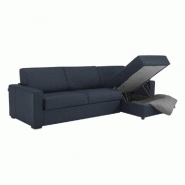 Canapé d'angle convertible Dreamer - ouverture express - sommier à lattes 140x197 cm - tweed bleu - matelas 16 cm_5