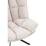 Fauteuil relax pivotant Pietra - tissu écru - design contemporain avec piètement étoile en métal noir_5