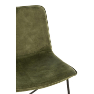 Chaise lounge RATRI - velours vert olive, pieds métal noir - style industriel_5