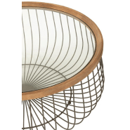 Set de 2 tables basses rondes Tazzy - Bois massif, verre trempé et métal - Dimensions L100xH43xP100 & L80xH35xP80_5