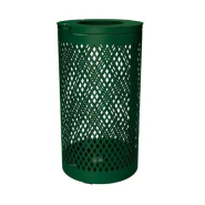 Corbeille publique Losange 120 litres - acier et tôle découpé - serrure à clé triangle_5