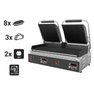 Machine à panini double - fonction digital - rainuré en haut et en bas (gril à panini électrique)_5