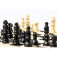 Jeu d'échecs en bois - plateau pliable avec 32 pièces - couleur blanc - 130 gr_5