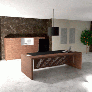 Bureau de Direction E10 - QUADRIFOGLIO - 204, Avec voile de fond, Cuir noir_0