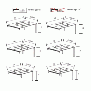 Bench vis-à-vis 2 postes piètement ouvert sur 2 crédences So Martos_5