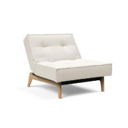 Innovation Living - Fauteuil Splitback Eik Convertible Lit 90x115 cm - Pieds en chêne naturel - Tissu bouclé Off White_5