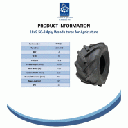 Roue P328 à centre ouvert, pneu 18x9,50-8 monté sur jante, rotavator à crampons, 4 goujons, entraxe de 100 mm_5