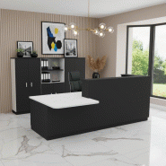 Bureau d'accueil mixte avec PMR Delta Plus - Mobel Linea - Gauche, Noir_0