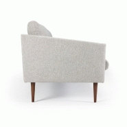 Canapé 3 places design scandinave Anton - tissu tweed sable - dossier capitonné et piétement en chêne_5