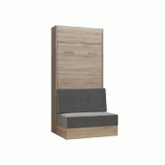 Composition angle lit escamotable chêne Dynamo Sofa - Canapé intégré gris - 90x200 cm - 301x100 cm_5