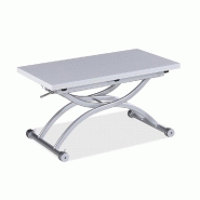 Table basse relevable extensible Hirondelle compacte - Mélaminé chêne blanc 100 x 57/114 cm - Design moderne et gain de place_5