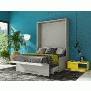 Armoire lit escamotable Sofa Automatica 140 cm - mélaminé gris avec canapé microfibre intégré_5