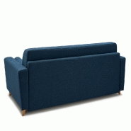 Canapé convertible express VIRGOLA - Matelas 16 cm - Sommier métallique - Couchage 140 cm - Tissu tweed bleu - Design scandinave_5
