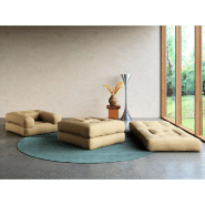 Fauteuil futon convertible Cube Chair - Standard, couleur beige blé, matelas 90x190 cm_5