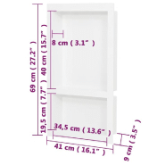 Vidaxl niche de douche avec 2 compartiments blanc brillant 41x69x9 cm 151398_5