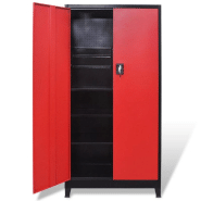 Vidaxl armoire à outils avec 2 portes acier 90x40x180 cm noir et rouge 20158_5