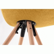 Lot de 2 chaises Sylvain - tissu jaune, pieds hêtre naturel, structure bois et métal_5