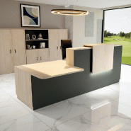 Bureau d'accueil ergonomique et Design Delta - Gauche, Noir, Non, 262, Acacia clair_0