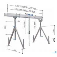 Portique mobile avec régleur horizontal et manchon enfichable