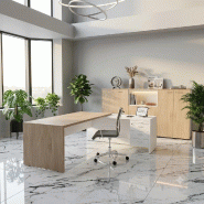 Bureau d'angle T45 avec caisson - Quadrifoglio. - 220, Droite, Orme et blanc_5