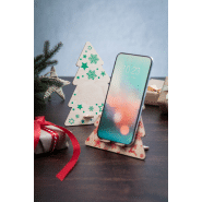 Support téléphone en forme de sapin de Noël - contreplaqué de bouleau - couleur rouge_5