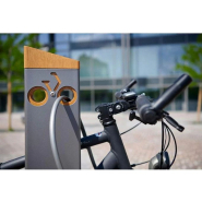 Appui vélos Silaos - Tube acier - Largeur 150 mm - Hauteur hors sol 960 mm - Pommeau en chêne certifié PEFC_5