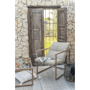 LIVIE - Table basse rectangulaire en métal et verre marron foncé - Design épuré_5