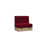 Lit escamotable style industriel KEY SOFA - Chêne naturel - Canapé rouge avec tiroirs - Couchage 90x200 cm_5
