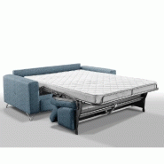 Canapé convertible Suède - 140cm ouverture express - Sommier à lattes Renatonisi - Matelas 16 cm tweed bleu_5