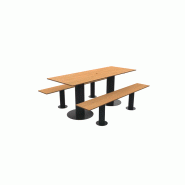 Table pique-nique MOKA 8 places avec bancs et trou de parasol_5