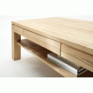 Table basse Juvisy - 115 x 70 cm en hêtre massif ciré et huilé - 1 tiroir et tablette inférieure_5