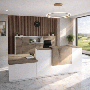 Comptoir d'accueil bi-colore avec PMR Delta et réhausse - Gauche, Blanc, Oui, 262, Chêne grisé_5