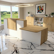 Bureau d'accueil ergonomique et Design Delta - Droite, Blanc, Non, 262, Chêne veiné_0