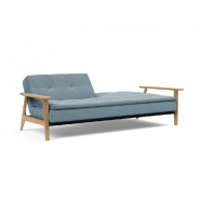 Innovation Living - Canapé lit design Dublexo Frej - Tissu Soft Indigo - Convertible 115x210 cm avec accoudoirs en bois_5