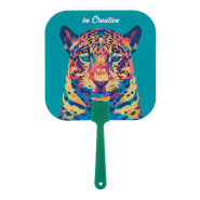 Éventail sur-mesure - poignée en plastique et papier stratifié - impression logo recto-verso_5