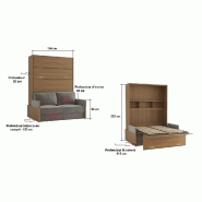 ARMOIRE LIT ESCAMOTABLE NAXOS SOFA 140*200 CM MERISER TISSU GRIS MÉCANIQUE SEDAC MERAL_5