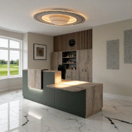 Bureau d'accueil ergonomique et Design Delta - Droite, Noir, 282, Chêne grisé_0
