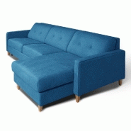 Canapé d'angle norway - matelas 16 cm - ouverture express - sommier lattes Renatonisi - tweed bleu azur_5