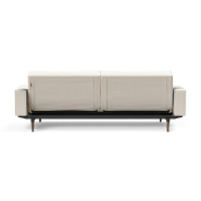 Canapé convertible Splitback Styletto avec accoudoirs - pieds fuseau chêne noyer - tissu bouclé Off White - couchage 115x210 cm_5