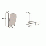 Composition armoire-lit Lutecia blanc mat - Couchage 140x190 cm avec colonne armoire et rangements intégrés_5