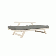 Banquette méridienne futon BEBOP - Pin naturel - Coloris gray - Couchage 75x200 cm - Convertible et design moderne_5