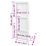 Vidaxl niche de douche avec 3 compartiments blanc mat 41x99x9 cm 151399_5