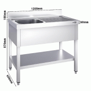 Plonge inox 1 bac avec égouttoir et étagère - P 600 mm - 1200 mm bac à gauche_5