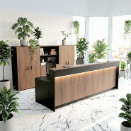 Bureau d'Accueil 2 Personnes LED Eira | Mobel Linea - Oui, 324, Noir / acacia foncé_5