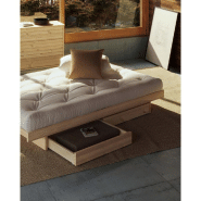 Lit futon Kanso Bed en pin naturel - Couchage 140 x 200 cm avec 4 tiroirs de rangement_5
